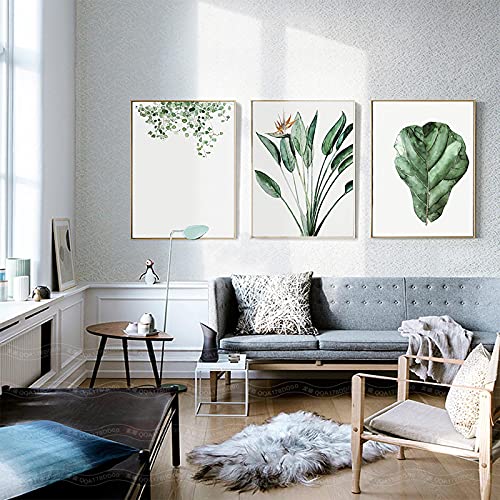 Peinture sur toile art mural nordique salon triptyque végétal 60x90