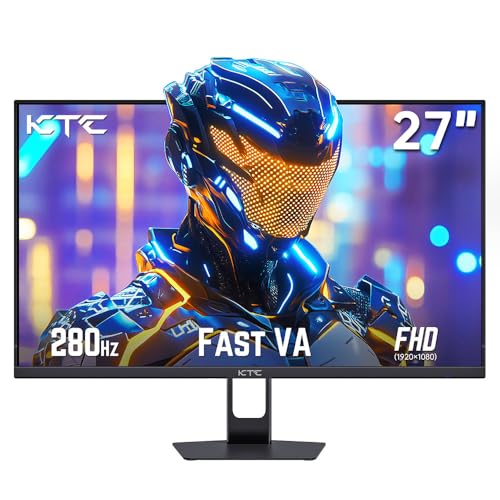 KTC Monitor de juegos de 27 pulgadas, velocidad de actualización de 280 Hz, FHD 1080P Fast VA Panel de juegos, 1 ms GTG, 126% sRGB, FreeSync, soporte HDR, luz azul baja, montaje VESA, para FPS MOBA
