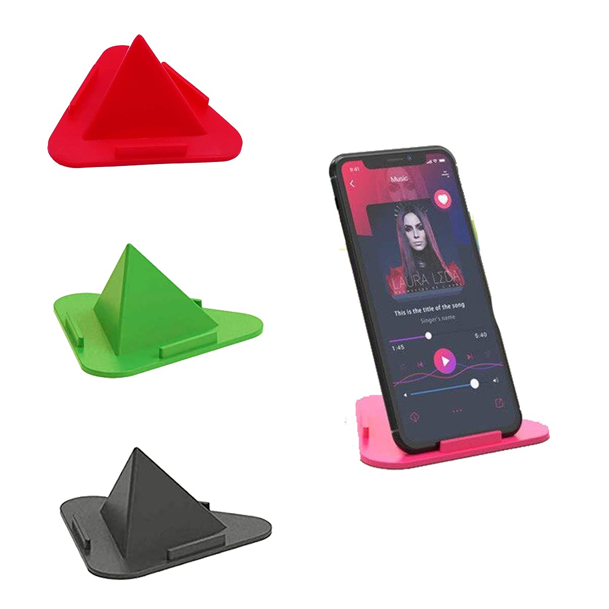JK Paradise Universal Portable Three-Sided Triangle Desktop Stand Mobile Phone Pyramid Shape Holder Desktop Stand Random Color (Pack of 1)-image-43