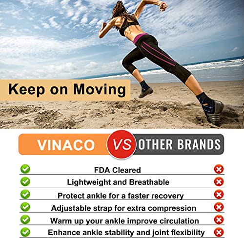 Image of Vinaco 2 pack Ankle Brace with adustable compression for Sprained Ankle | Perforated Quick-Dry Fabric, Crisscross Reinforcement Straps, Fits Both Foot, Adjustable Tension for Sports & Injury Recovery