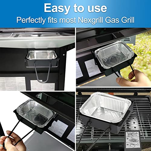 Image of Grill Drip Pan for Nexgrill 720-0830H for Nexgrill Grease Tray Replacement Grease Pan /Box for Nexgrill 720-0888N 720-0925P 720-0896 720-08882A for Cuisinart CGG-7400 with 15pack Aluminum Foil Liner