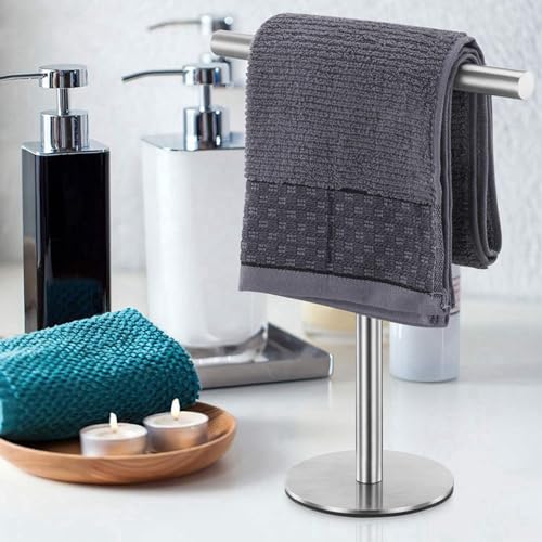 Toallero de pie de acero inoxidable para bano y cocina con base estable 8
