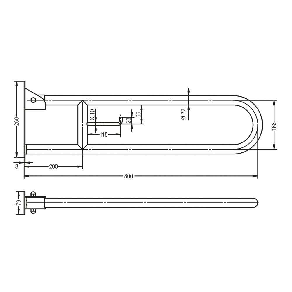 Kibath 489141 Asa abatible con portarrollos para el baño o el Aseo. Fabricada en Acero Inoxidable 304. con Sistema de Seguridad para fijarla a la Pared. para adaptación de aseos y baños, Cromado