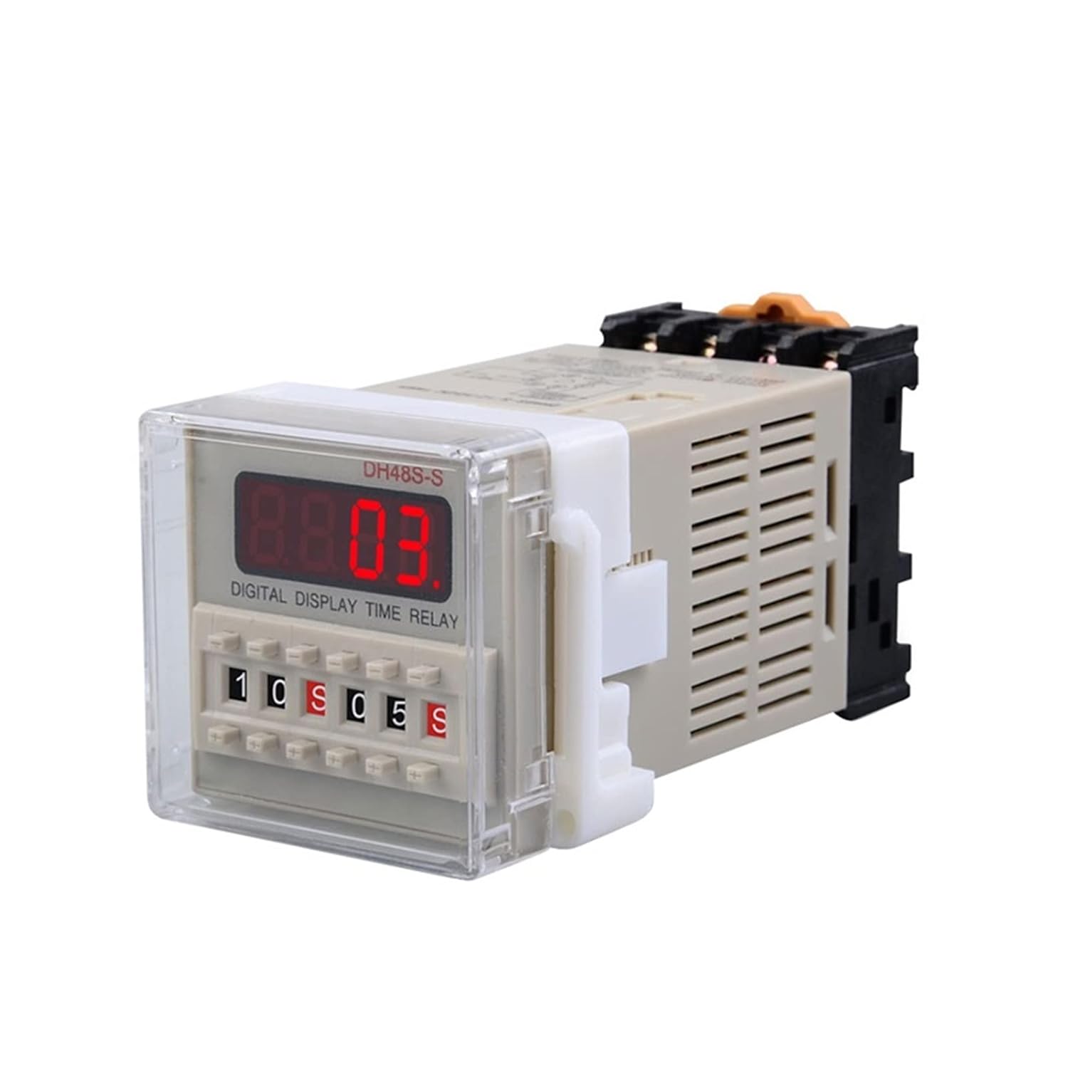 DH48S-2Z Digital time Relay DH48S Electric delay Timer 0.01S-99H99M 8PIN with Base (Size : DC24V)