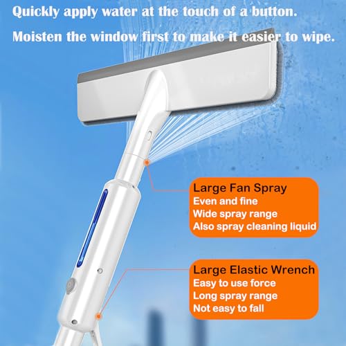 Image of RV Window Cleaning Squeegee with Spray, Max 73.3 inch Handle, Motorhome & Camper Exterior Glass Cleaner, 3-in-1 Spray Mop for High Windows, Home & Car