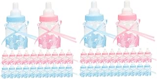 ibasenice 48 Peças Garrafa De Leite Caixa De Doces Presentes De Banho Garrafas De Plástico Para Bebê Presente De Bebê Garrafa De Vidro Para Chá De Bebê Garrafa De Doces Frasco De Biscoitos