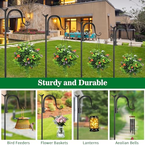 image for CL FUN Shepherds Hooks for Outdoor, 35 Inch 2 Pack Adjustable Bird Fee