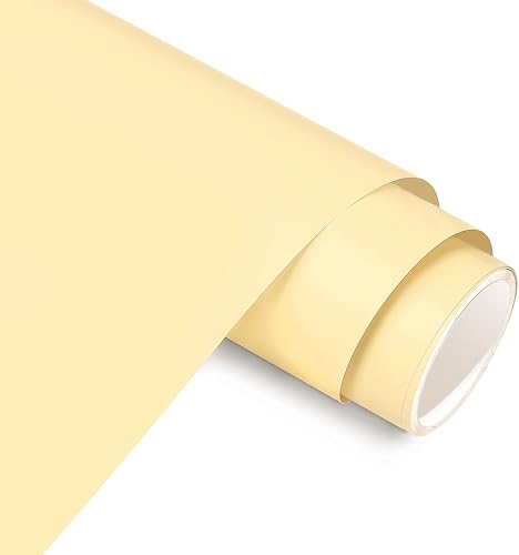 Miniatura 1 de AHIJOY Rollo de vinilo adhesivo mate beige de 12 pulgadas x 12 pies, vinilo permanente crema para Cricut Silhouette Cameo y otros cortadores de