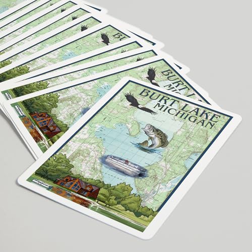 Baraja de 52 cartas estilo póker con mapa náutico Burt Lake Michigan miniatura 5