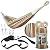 Bliss Hammocks BH-400-HA 40" Wide Hammock w/Hand-Woven Rope Loops & Hanging Hardware, Outdoor, Patio, Backyard Durable, Cotton and Polyester Blend, 250 Lbs Capacity, Hampton Stripe