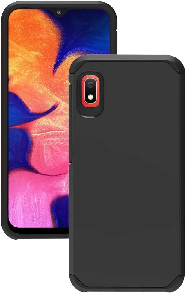 IDEA LINE Samsung Galaxy A10e Case with Tempered Glass Screen Protector, Heavy Duty Protection Hybrid Hard Shockproof Slim Fit Cover - Black