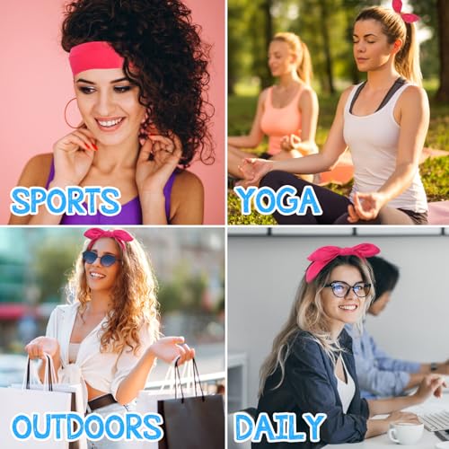 Qianyu 586630_1_NJWL0Z3G 2 Pack Bow Headbands For Women Girls Non Slip Fashion Twist Knotted Hair Band Cute Solid Color Rabbit Ears Hair Accessories Running Sport Workout Elastic Vintage Thin Hair Wraps thumb #4