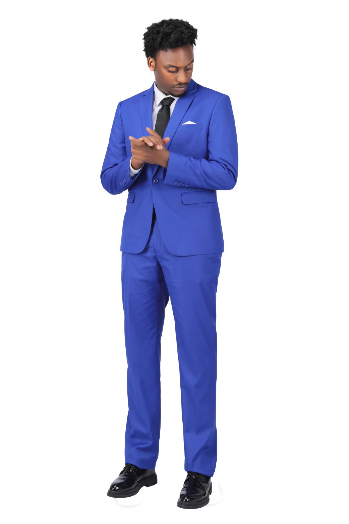 YOUTHUP Garnitur męski, 2-częściowy, slim fit, garnitur męski, biznesowy, wesele, nowoczesny garnitur, marynarka, spodnie garniturowe, niebieski, XXL