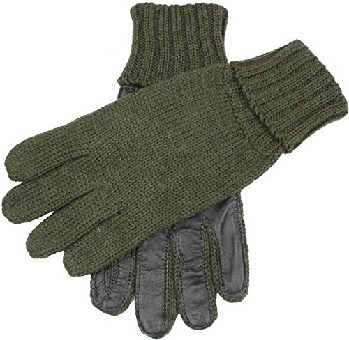 Image of Dents Mens Browning Knitted Shooting Leather Palm Gloves - Olive - Large