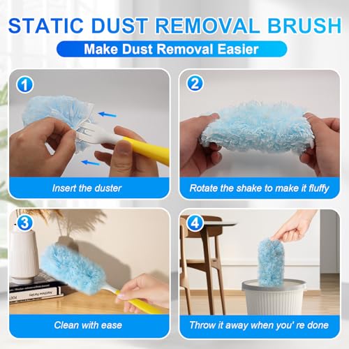 Image of 30 Count Dusters Refills with 1 Handle, Multi-Surface Disposable Duster, 360 Heavy Duty Duster Refills, Microfiber Duster kit, for Cleaning Home, Blinds, Fans, Corners
