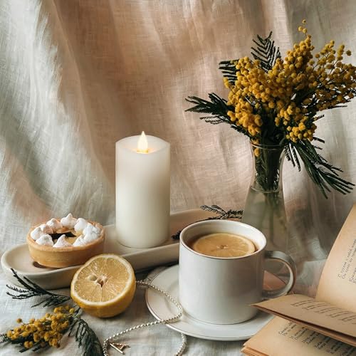 Image of 1PCS, 3 x 6 inches Flameless Candle with Remote Control, 3D Flickering Wick, Real Wax, Battery Candles,with Timer,Battery Powered Candles,for Holiday Home Decor,White
