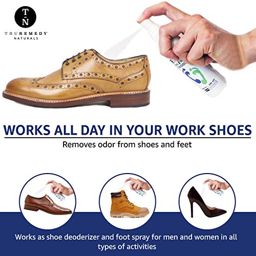 Natural Shoe Deodorizer Spray, Foot Deodorant Spray, Foot Odor Eliminator for All Shoes - Fights Athletes Foot & Stinky Feet - Tea Tree Oil, Peppermint, Spray Better Than Powder, Sneaker Balls - 4 Oz