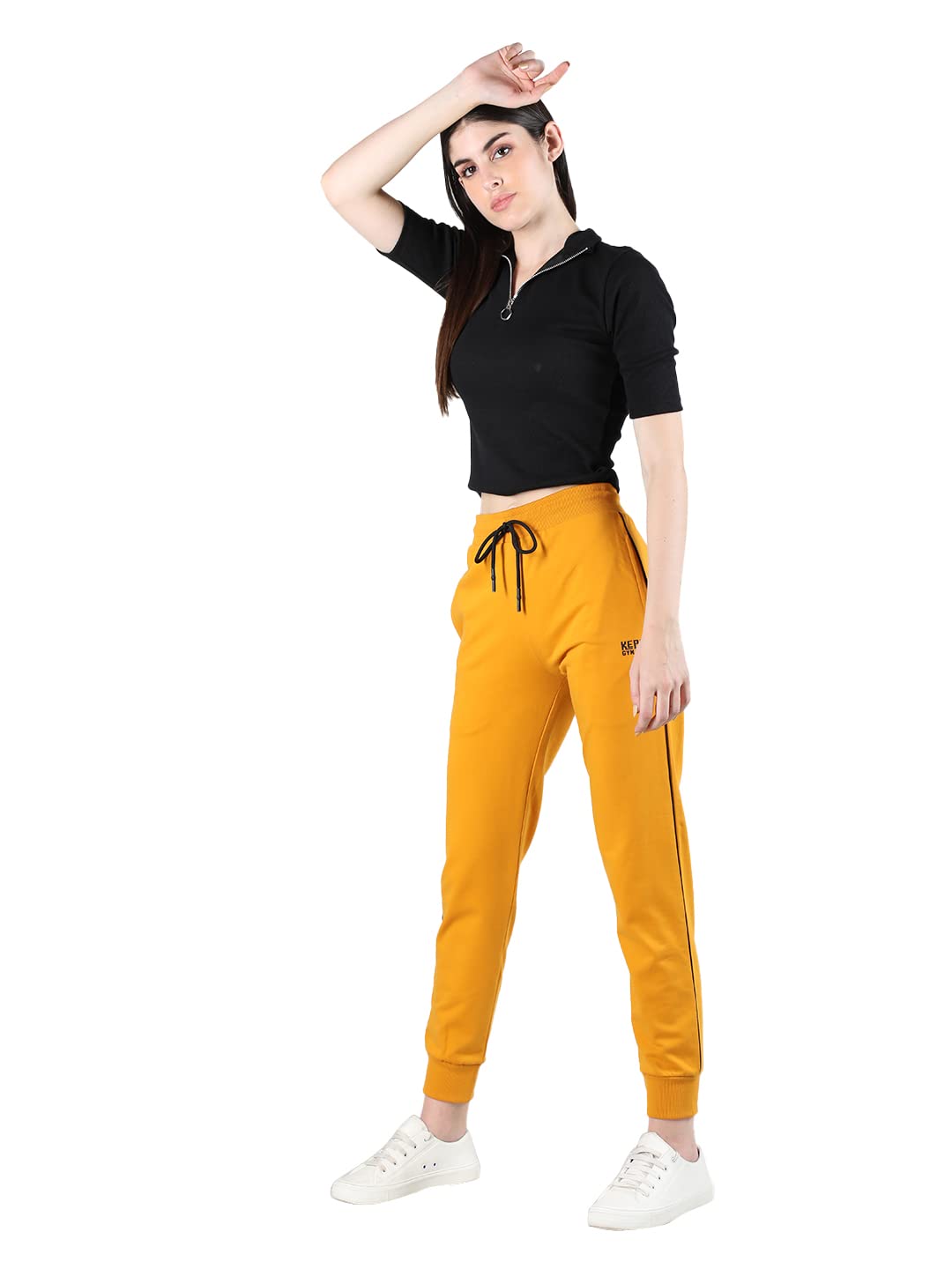 Kepa Joggers Pants for Women with Secure Pockets – Comfortable Stretchable Gym Pants, Lounge Lowers & Casual Wear Track Pants – S-XXL Mustard 3