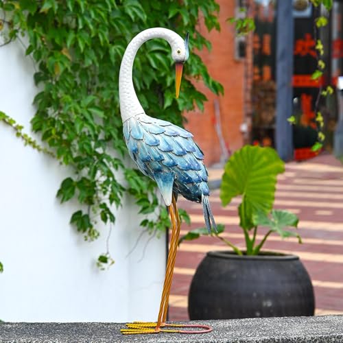 Grue de jardin en fer 21 cm statue décorative pour extérieur