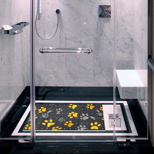 Alfombrilla de baño antideslizante extralarga con huellas de perro 7