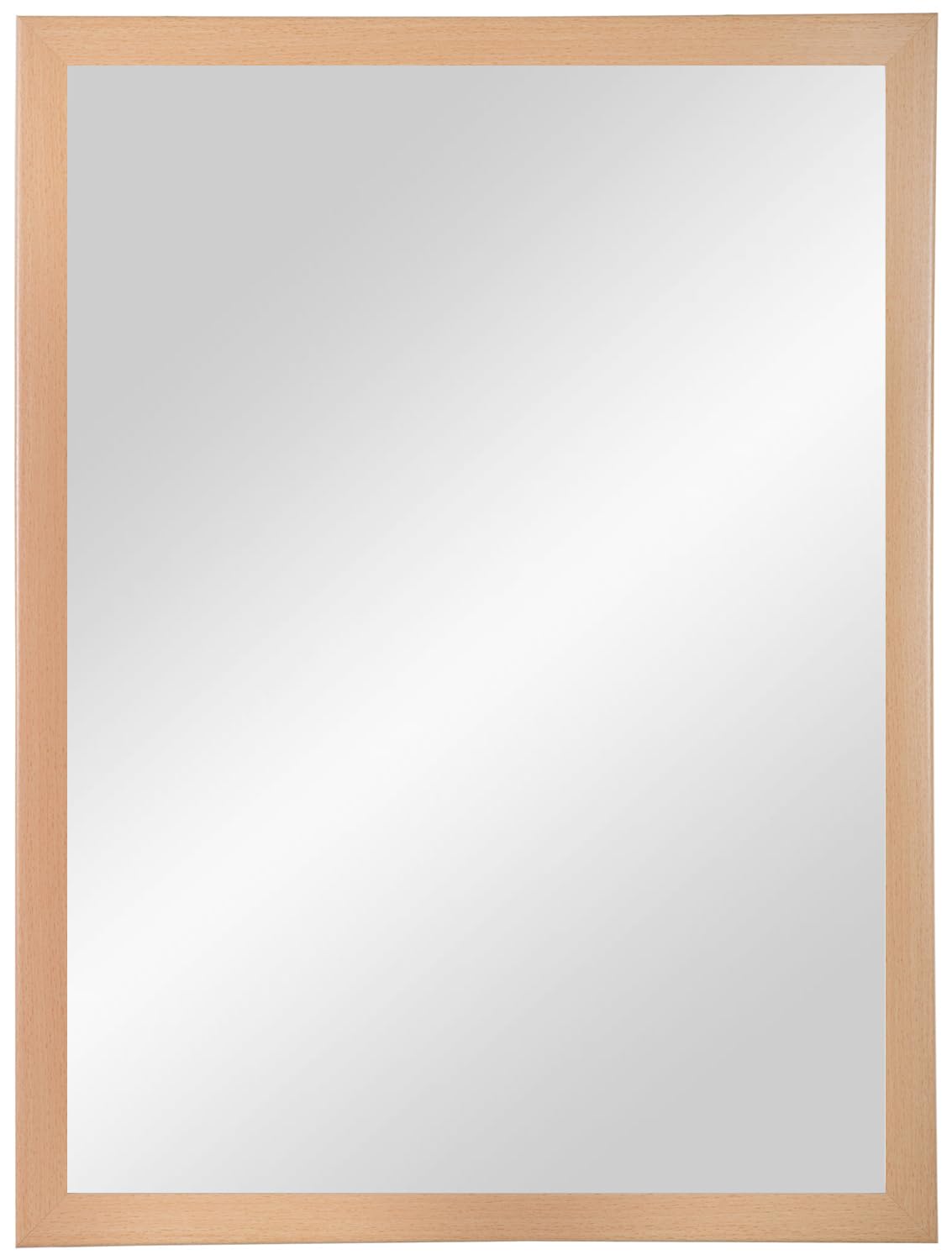 PrimeLuxe Espejo de pared 65 x 65 cm (medida exterior) cuadrado en haya natural | Color y tamaño seleccionables | Espejo de cuerpo entero | Espejo para baño y pasillo | con marco de madera | Fabricado