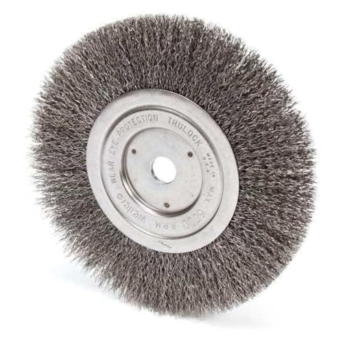 Weiler 02335 7" Wolverine Medium Face Bench Grinder Wheel, .014" Crimped Steel Wire Fill, 5/8" Arbor Hole, Made in the USA