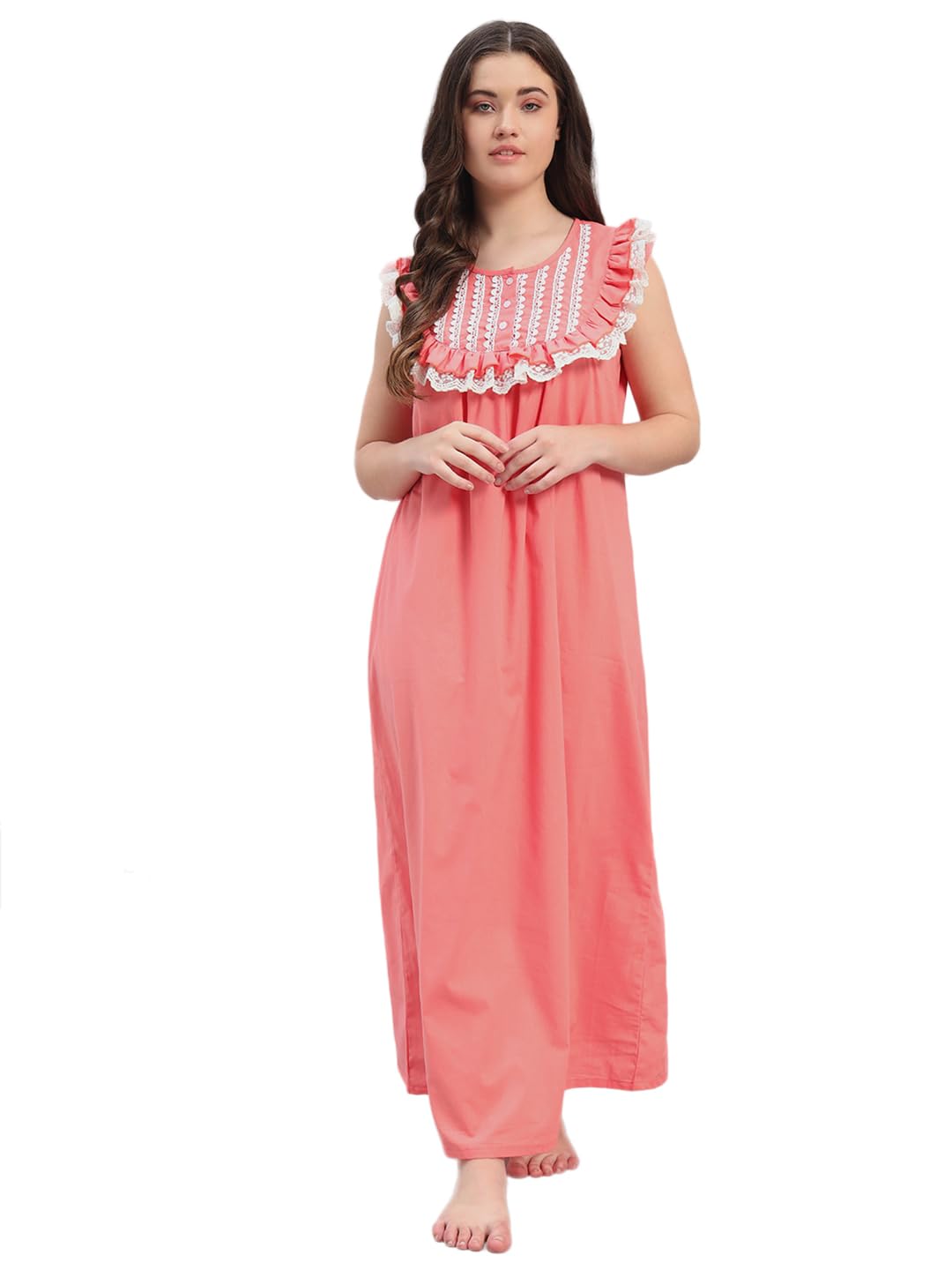 sephani Women's 100% Cotton Sleeveless Maxi Nightgown Long Nighty Sleepwear for Ladies Super Soft Comfortable-picture-18