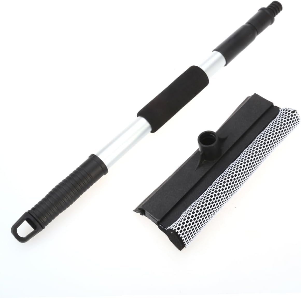 SOLUSTRE 2pcs Automotive Car Window Squeegee Telescopic Cleaning Tool Mesh Sponge Head No Scratch Detachable Design