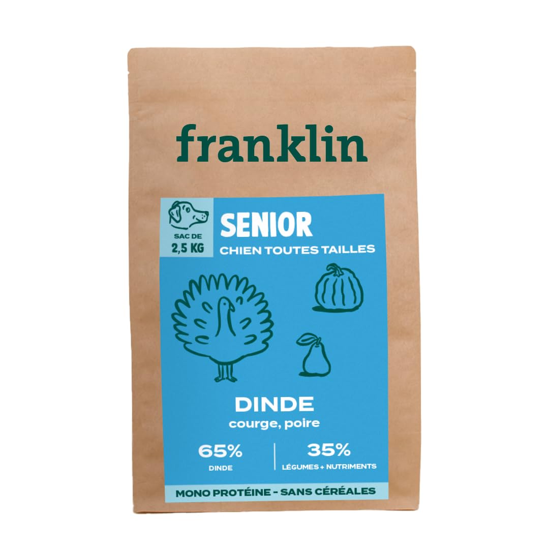Croquettes pour chien senior sans céréales Franklin à la dinde 2.5kg