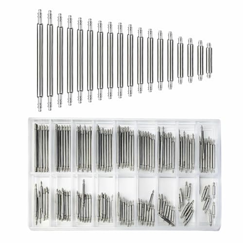 Funver Pasadores de Reloj, Kit de Reparación de Correas, Herramientas para Cambiar Correas, Kit de Réparation pour Bracelet de Montre Acier Inoxydable, 144 Pasadores (8 Mm - 25 Mm)