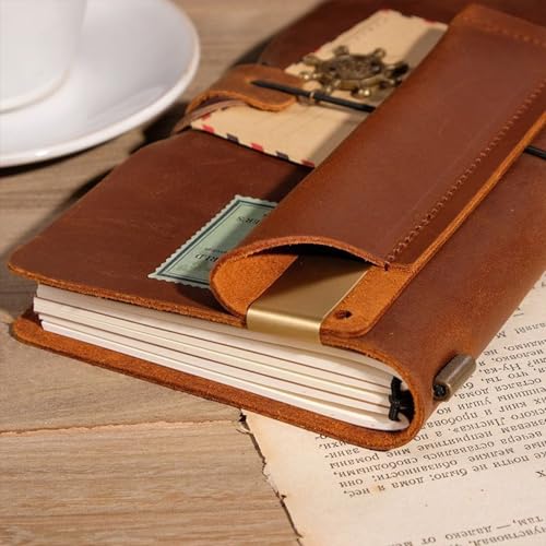 Image of Personalized Genuine Leather Pen Case Holder, Customziable Name or phrase Pens Fountain Pouch Cover, Large Double Pencils Protective Sleeve
