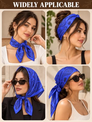 Image of Ravaiyaa - Attitude is everything Women Printed Silk Bandana 21 x 21 Inch Square Headband & Hair Wrap, Soft & Versatile | Fashion Neck Wrap
