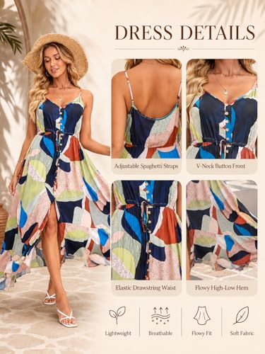 Image of BROVAVE Women's 2026 Summer Casual Boho Sundress Spaghetti Strap Midi Dress
