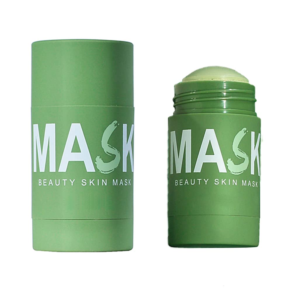 2 Pack Green Tea Purifying Clay Stick Mask Oil Control Acne Clearing, Blackhead Remover, Improves Skin Texture Solid Facial Mask