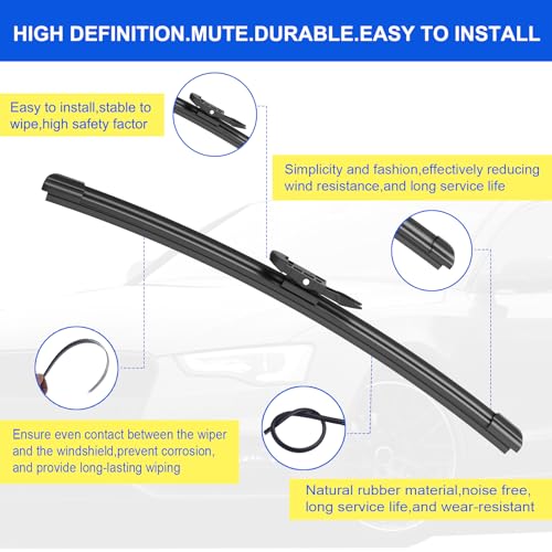 ANIKLUIM® 26"+26" Wiper Blades with 14" Rear Wiper Blade Set Replacement for 2006-2015 Audi Q7 Windshield Wipers Original Factory Quality (Pack of 3) by ANIKLUIM - Image 2