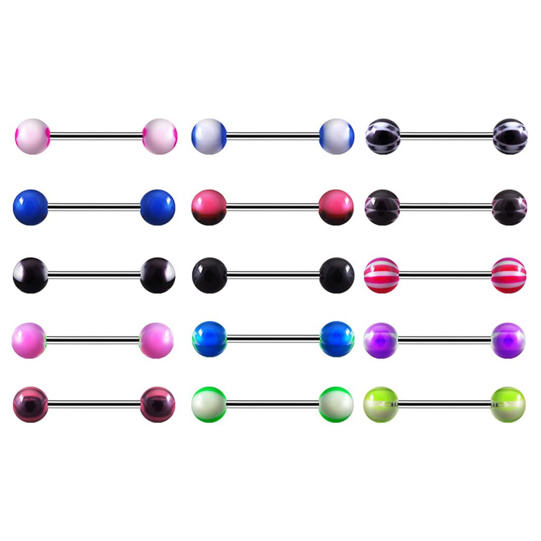 Lot De 10 Piercings De Langue En Acier Inoxydable - Bijoux De Mode Pour Fêtes Et Performances - Taille 3,2 Cm - 6