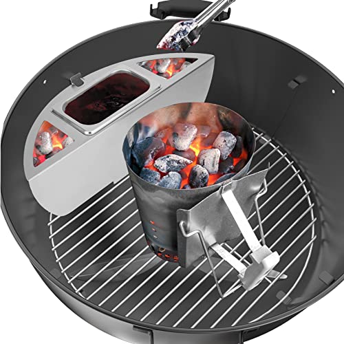 Onlyfire Kugelsmoker für Weber 47cm Kugelgrills, Räucherbox,Räuchern Edelstahl mit Wasserschale, Smoker Box für Ø 47cm Kugelgrills und Holzkohlegrills,Langsames Rauchen/Barbecue-Geschmack
