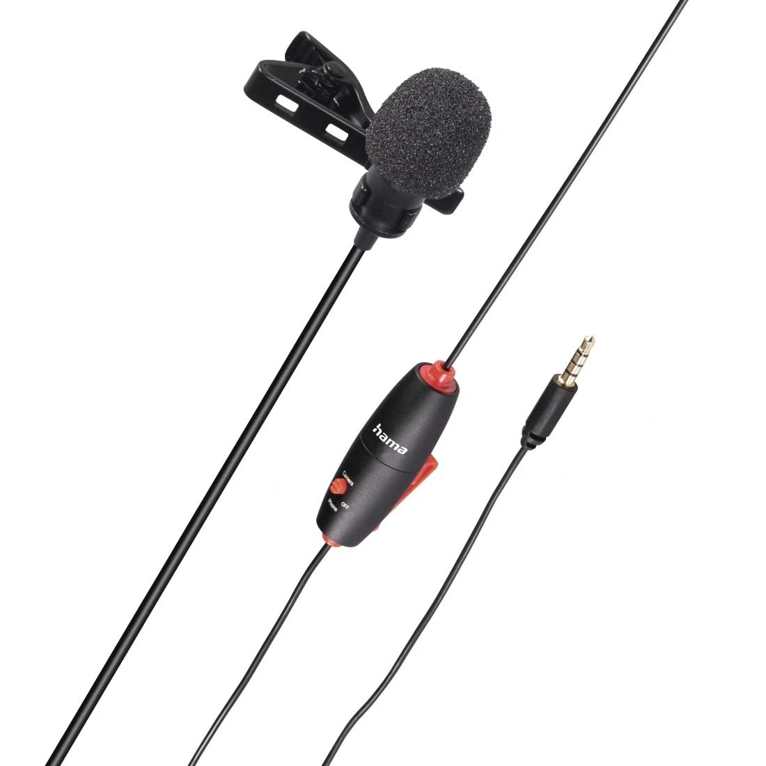 Hama przewodowy mikrofon krawatowy (jack 3,5mm, do smartfona, tabletu, nagrania głosowe, 45 dB, mono, 6m) czarny