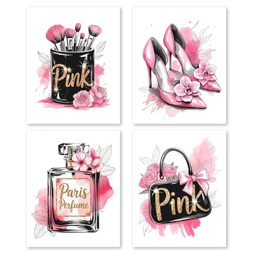 Affiches de filles chaudes rose et noir FUQWZ lot de 4 posters tendances 20x25 cm