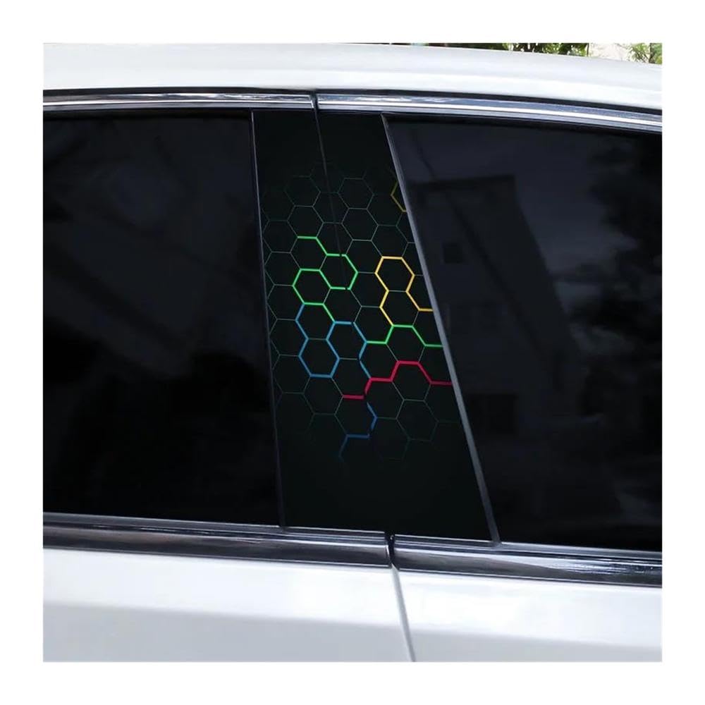 Body Parts 2pcs Car Center Pillar Sticker Honeycomb Universe Auto B-Pillar Waterproof Protective Film(J)