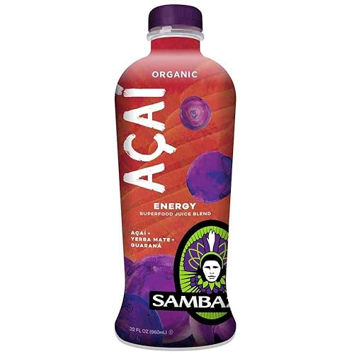 Miniatura 2 de Sambazon Organic Acai Berry Plus Yerba Mate Plus Guarana Energy Superfood Juke Blend 32 Fluid Ounce - 6 per case