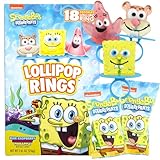 Imaginings 3 SpongeBob Squarepants Decorated Lollipop Rings, Patrick and Sandy, Individually Wrapped Candy for Birthday Party Favor, 18 Count