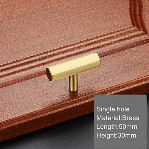 Solid Brass Kitchen Cabinet Knobs and Pulls Hexagon Tbar Cupboard Drawer Dresser Door Knobs Handles Gold 4Pack (4,Gold)