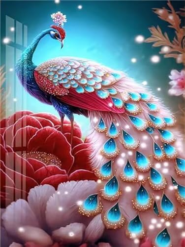 Paon coloré en Diamond Painting 5D kit complet pour déco murale