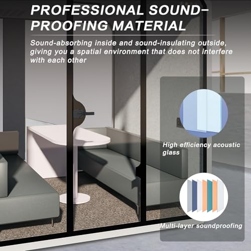 Cabina de Oficina con Privacidad Acústica - Cabina Portátil con Diseño de Marco en Forma de Diamante, Sala Separada con Luz, Ventiladores, Puerto USB para Sala de Conferencias Antrum Mastoideum (85.51 pulgadas) miniatura 4