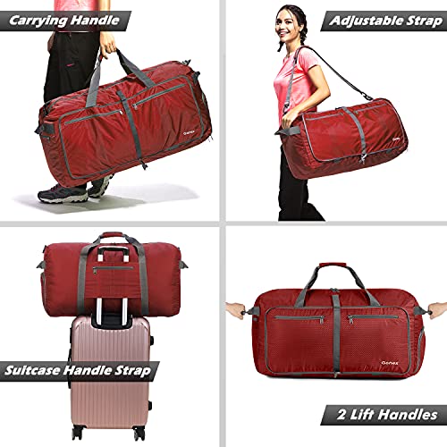 Gonex 100L Foldable Travel Duffel Bag for Luggage Gym Sports, Lightweight Travel Bag with Big Capacity, Water Repellent (Red)