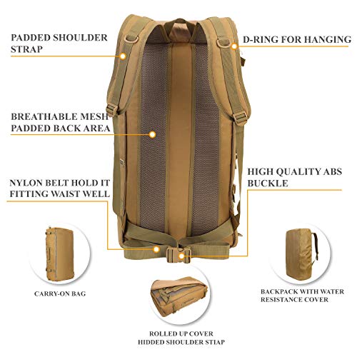 YOMEGO Large Capacity Tactical Backpack Travel Rucksack Bag, Great Outdoor Duffle Bag for Men and Women, 60L