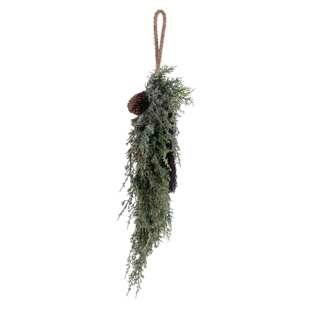 Vickerman Corona Colgante de Cedro de Nieve Artificial de 18 Pulgadas con piñas