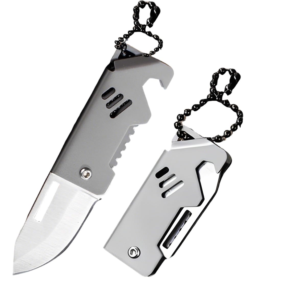 Coltellino Pieghevole Tascabile Piccolo Con Catena,Coltello Pieghevole Affilato Per Esterni E Da Sopravvivenzaper Campeggio,Raccolta Funghi,Pesca E Caccia(Argento)