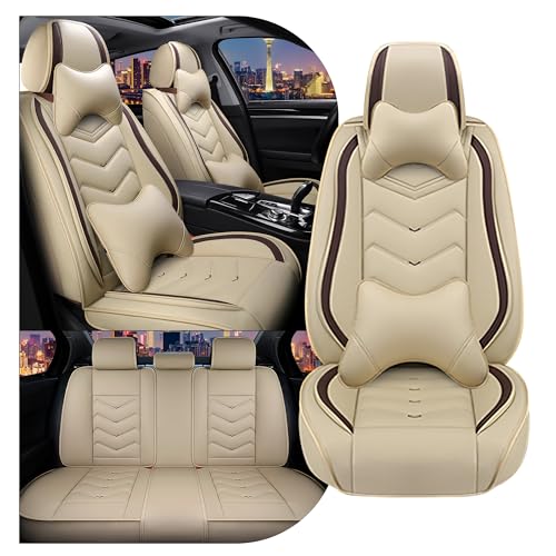 Image of CTDS Car Seat Covers for VW Tiguan 2009-2026, Stylish Sport Seat Cover, Premium Nappa Leather Car Seat Cover. Automobile Seat Covers Sets.(Luxury 5 Seats /Beige)